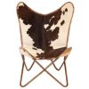 Butterfly Chair Brown and White Genuine Goat Leather