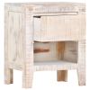 Bedside Cabinet White 15.7"x11.8"x19.6" Solid Acacia Wood