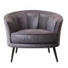 Modern PU Leather Tub Barrel Chair Leisure Accent Chair Upholstered Arm Club Chair for Living Room Meeting Room