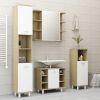 Bathroom Mirror Cabinet White and Sonoma Oak 31.5"x8.1"x25.2" Chipboard