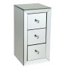 Mirrored Nightstand, Bedside Table with 3 Drawers, End Table for Bedroom and Living Room, Silver XH