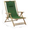 Reclining Relaxing Chair Green Bamboo and Fabric