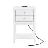 conifferism White Nightstand with Charging Station 28 inches Tall for Bedroom,Wood Sofa Side Table with 2 Drawers,Large End Table with USB Ports,Moder