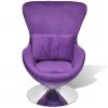 Swivel Egg Chair with Cushion Small Purple Velvet