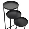 3 Tier Foldable Metal Plant Stand with Trays for Living Room, Bedroom, Balcony, Hallway, Black XH