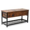 Industrial Storage Bench, Entryway Lift Top Shoe Storage Bench in Dining Room, Hallway, Living Room Metal Frame