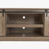 Farmhouse TV Stand Modern Television Stands Mid Century Media Entertainment Center with Sliding Barn Doors and Storage Cabinets, Console Table for Liv