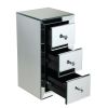 Mirrored Nightstand, Bedside Table with 3 Drawers, End Table for Bedroom and Living Room, Silver XH