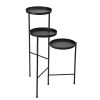 3 Tier Foldable Metal Plant Stand with Trays for Living Room, Bedroom, Balcony, Hallway, Black XH