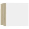 Bedside Cabinet White and Sonoma Oak 12"x11.8"x11.8" Chipboard