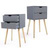 Bedroom Nightstand With 2 Storage Drawers - 2 Pcs Sets