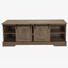 Farmhouse TV Stand Modern Television Stands Mid Century Media Entertainment Center with Sliding Barn Doors and Storage Cabinets, Console Table for Liv