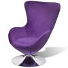 Swivel Egg Chair with Cushion Small Purple Velvet