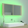 LED Bathroom Mirror Cabinet Sonoma Oak 39.4"x4.7"x17.7"