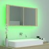 LED Bathroom Mirror Cabinet Sonoma Oak 35.4"x4.7"x17.7"