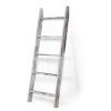 Farmhouse 4.5 Ft Wall Leaning Wood Blanket Quilt Storage Ladder Towel Rack, Bathroom Bedroom Decorative Shelf - Vintage White XH