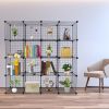 16-Cube Organizer Cube Storage Shelves Wire Cube Storage Origami Shelves Metal Grid Multifunction Shelving Unit Modular Cubbies Organizer Bookcase RT