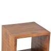 22 Inch Industrial Style Cube Shape Wooden Nightstand with Rough Sawn Texture,Brown