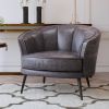 Modern PU Leather Tub Barrel Chair Leisure Accent Chair Upholstered Arm Club Chair for Living Room Meeting Room