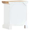 Nightstand White and Brown 15.7"x11.8"x19.6" Solid Rough Mango Wood