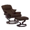 Recliner Chair with Footstool Brown Faux Leather and Bentwood