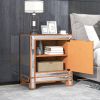 Modern Mirrored Nightstand with 2 Storage Cabinets for Living Room/Bedroom,Crystal Knobs