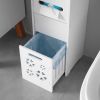 3-tier Bathroom Storage Cabinet with Garbage Can 25*25*80CM White RT