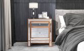 Modern Mirrored Nightstand with 2 Storage Cabinets for Living Room/Bedroom,Crystal Knobs