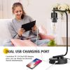 Stepless Dimmable Industrial Table Lamps with 2 USB Ports & AC Outlet, Bedside Nightstand Desk Lamps with Seeded Glass Shades for Bedroom Dorm Living