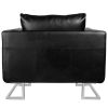 Cube Armchair with Chrome Feet Black Leather