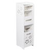 3-tier Bathroom Storage Cabinet with Garbage Can 25*25*80CM White RT