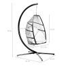 Patio Wicker folding Hanging Chair,Rattan Swing Hammock Egg Chair with X type Base and C Type bracket , with cushion and pillow,for Patio,Bedroom Balc