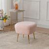 FCH Faux Fur Barrel Accent Chair with Ottoman for Bedroom Living Room Guestroom, Pink