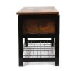 Industrial Storage Bench, Entryway Lift Top Shoe Storage Bench in Dining Room, Hallway, Living Room Metal Frame