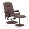 Massage Recliner with Footrest Brown Fabric