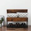 Industrial Storage Bench, Entryway Lift Top Shoe Storage Bench in Dining Room, Hallway, Living Room Metal Frame