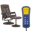 Massage Recliner with Footrest Brown Fabric