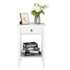 Simple single drawer bedside table--white XH