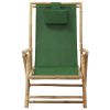 Reclining Relaxing Chair Green Bamboo and Fabric