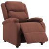 Electric TV Recliner Chair Brown Fabric