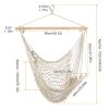 Hammock Chair Hanging Rope Seat Swing w/ Wooden Stick 220lbs Load for Patio Yard Porch Outdoor Bedroom Indoor