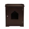 Cat Litter Box Enclosure, Wooden Cat Washroom with Vent Holes, Cat House Nightstand Side Table for Bedroom, Living Room, Brown XH