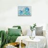 Blue Wall Art Decoration Retro Flower Painting 1 Panel Floral Canvas Wall Art for Bedroom Bathroom Living Room Decor