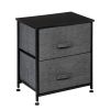 2 Drawers -Night Stand, End Table Storage Tower - Sturdy Steel Frame, Wood Top, Easy Pull Fabric Bins - Organizer Unit For Bedroom, Hallway, Entryway,