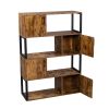 Bookcase with 4 Storage Cabinet, 4 Tier Bookshelf for Living Room, Office, Storage Oraganizer with 4 Cube, Vintage Brown RT