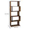 Bookcase and Bookshelf 5 Tier Display Shelf, S-Shaped Z-Shelf Bookshelves, Freestanding Multifunctional Decorative Storage Shelving for Home Office, V