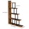 Wooden 5-Tier Bookshelf, Industrial Vintage Freestanding Bookcase Multipurpose Storage Display Rack, Wood Look Accent Metal Organizer Frame for Living