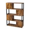 Bookcase with 4 Storage Cabinet, 4 Tier Bookshelf for Living Room, Office, Storage Oraganizer with 4 Cube, Vintage Brown RT