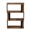 Bookcase and Bookshelf 3 Tier Display Shelf, S-Shaped Z-Shelf Bookshelves, Freestanding Multifunctional Decorative Storage Shelving for Home Office, V