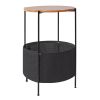 Round Side Table with Storage Basket Small End Table Nightstand with Fabric Storage for Living Room Bedroom Home Office RT